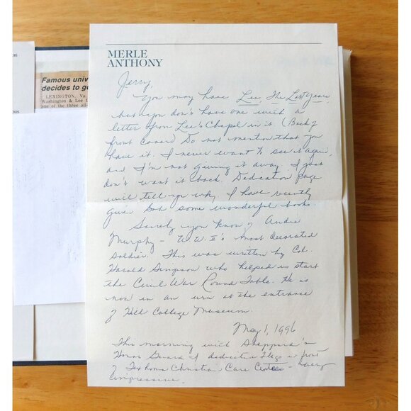 Lee The Last Years By Charles Bracelen Flood 1981 HBDJ with Letters and Clipping - Picture 7 of 11